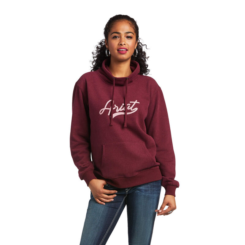 Ariat Sweatshirt Damen - Real Logo Script Cowl DunkelRot ( OHCJP-3045 )